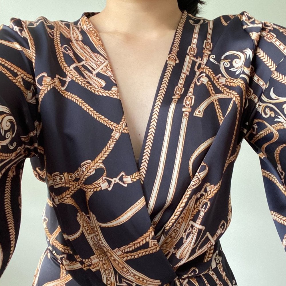 Sheike Black and Gold Wrap Dress - Picture 6 of 8